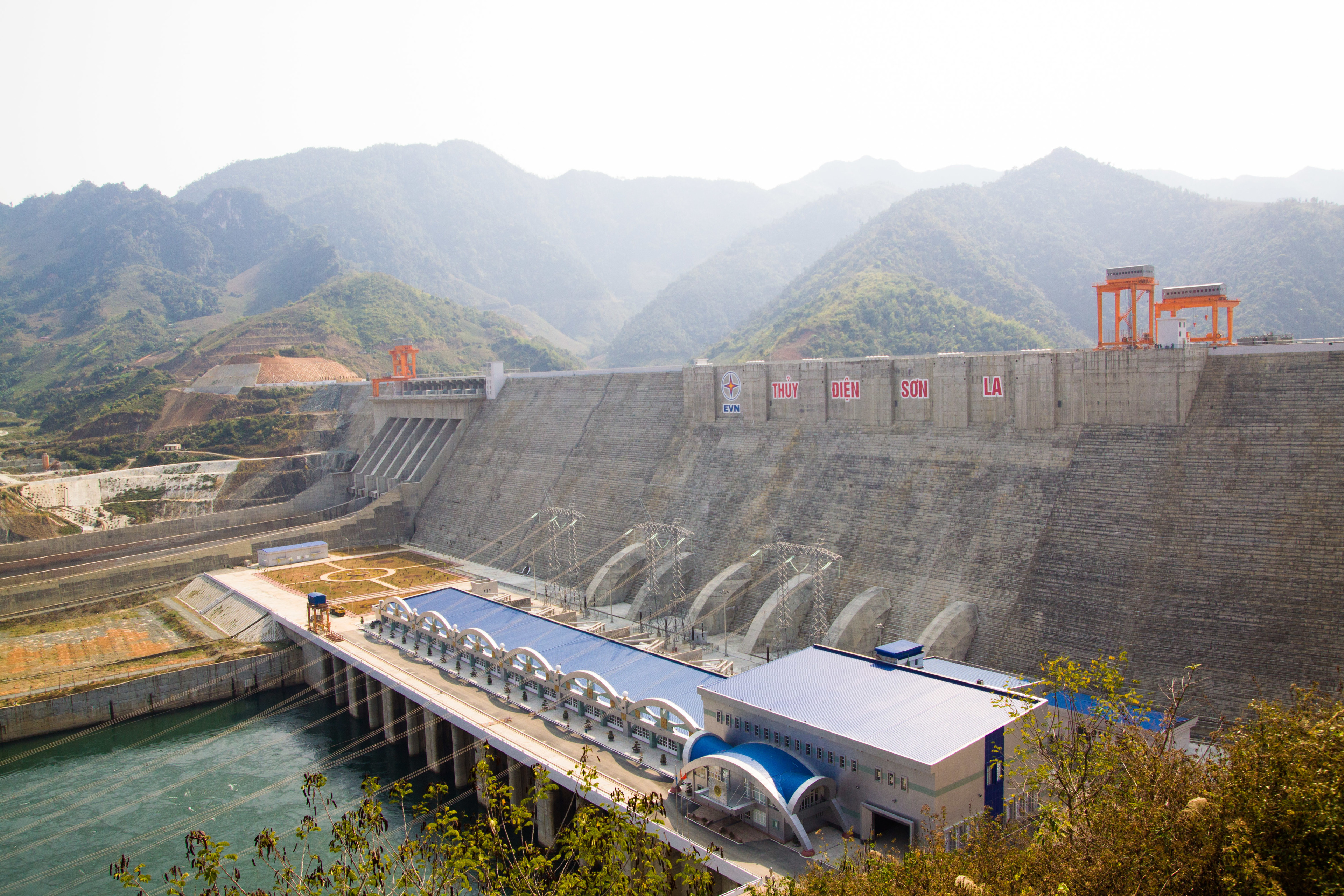Son La Hydropower Dam Project with mountains in Vietnam